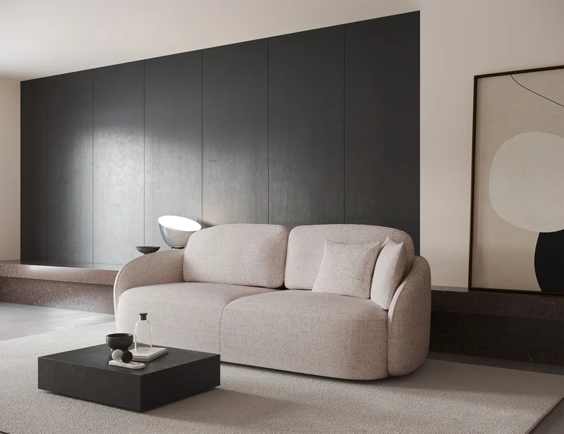 Dreisitziges Schlafsofa Savoy mit Stauraum, hellbeige, Geflecht