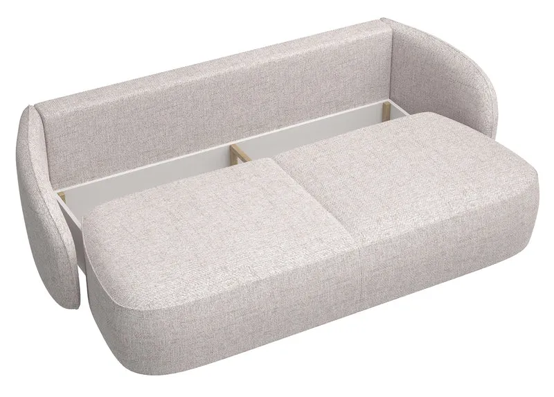 Dreisitziges Schlafsofa Savoy mit Stauraum, hellbeige, Geflecht