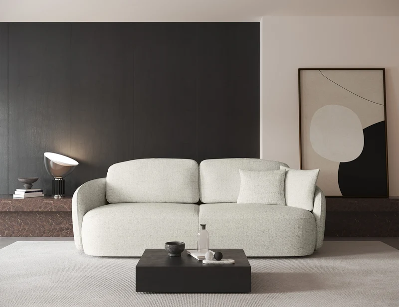 Dreisitziges ausklappbares Sofa Savoy mit Stauraum, cremefarbene Flechtung