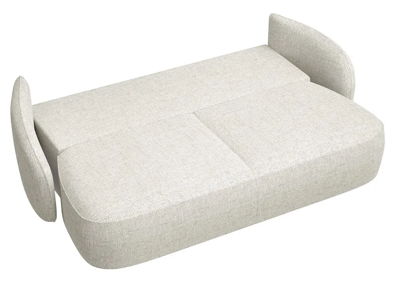 Dreisitziges ausklappbares Sofa Savoy mit Stauraum, cremefarbene Flechtung