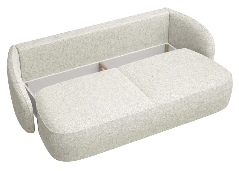 Dreisitziges ausklappbares Sofa Savoy mit Stauraum, cremefarbene Flechtung