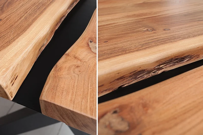 Design Esstisch DIVISIO 200cm Akazie natural Baumkante X-Gestell