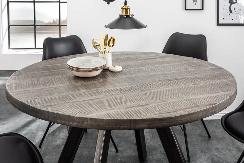 Mango Esstisch ARTE 120cm grau Industrie-Design Gestell