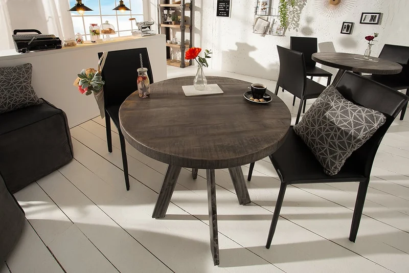 Mango Esstisch ARTE 80cm grau Industrie-Design Gestell