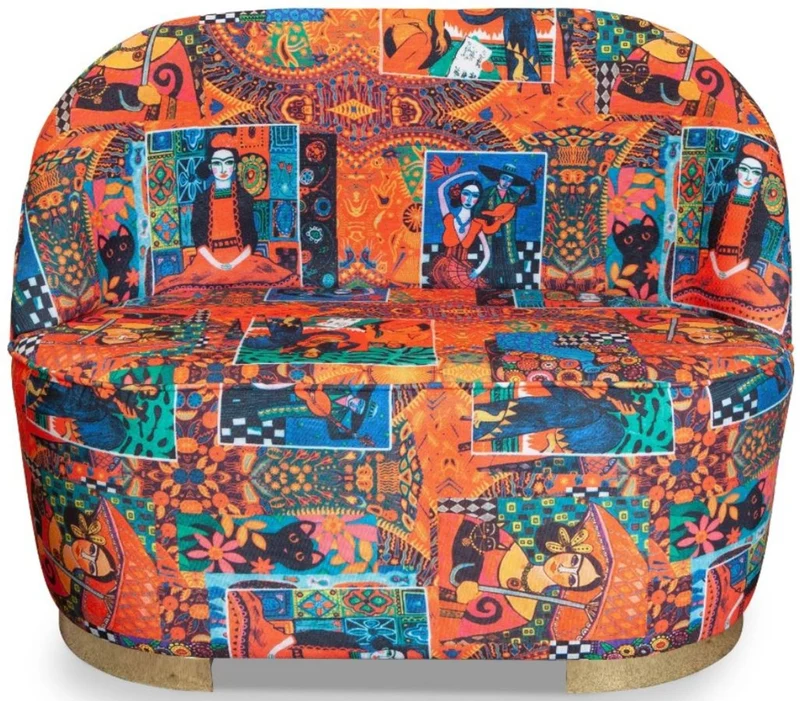 Casa Padrino Designer Art Deco Wohnzimmer Set Mehrfarbig / Gold - 2 Sofas & 2 Drehsessel - Wohnzimmer Möbel - Art Deco Möbel