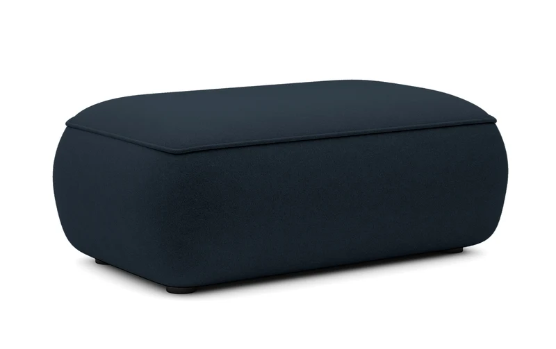 Ovo-Pouf in Granatblau, Samtstoff aus leicht zu reinigendem Gewebe