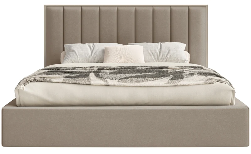 Gepolstertes Bett 140x200 cm Togents mit LED-Beleuchtung, brauner Velours, wasserabweisend