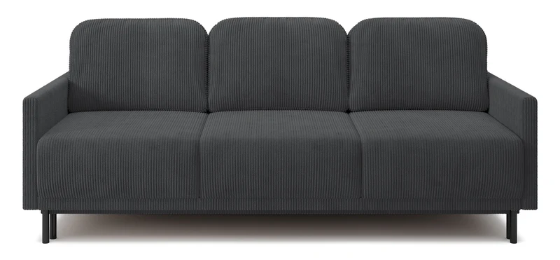 Dreisitziges ausklappbares Sofa Hamiel mit Stauraum, blau-grau Cordstoff