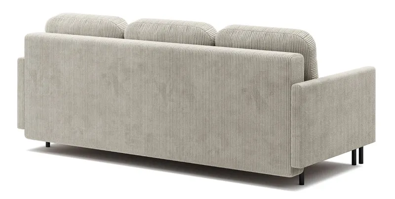 Dreisitziges Klappsofa Hamiel mit Stauraum, hellbeiger Cordstoff