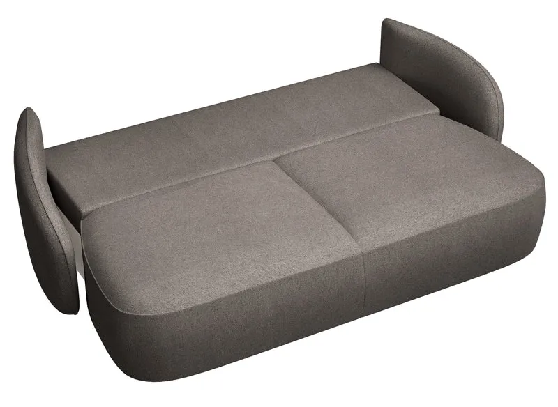 Dreisitziges Schlafsofa Savoy mit Stauraum, hellbrauner, hydrofober Chenillestoff