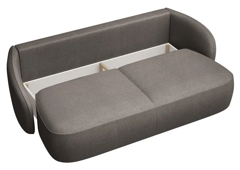 Dreisitziges Schlafsofa Savoy mit Stauraum, hellbrauner, hydrofober Chenillestoff