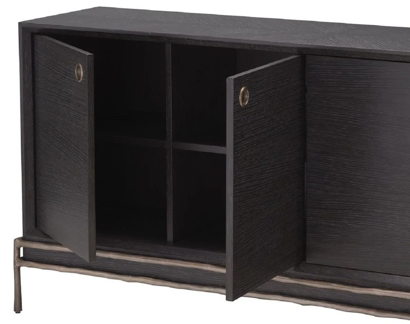 Casa Padrino Luxus Sideboard Anthrazitgrau / Bronzefarben 180 x 45 x H. 82 cm - Wohnzimmer Möbel - Hotel Möbel - Luxus Kollektion