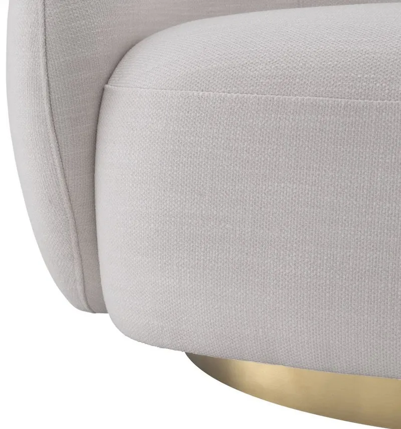 Casa Padrino Luxus Drehsessel Weiß / Messingfarben 96 x 85 x H. 74 cm - Wohnzimmer Sessel - Wohnzimmer Möbel - Luxus Qualität
