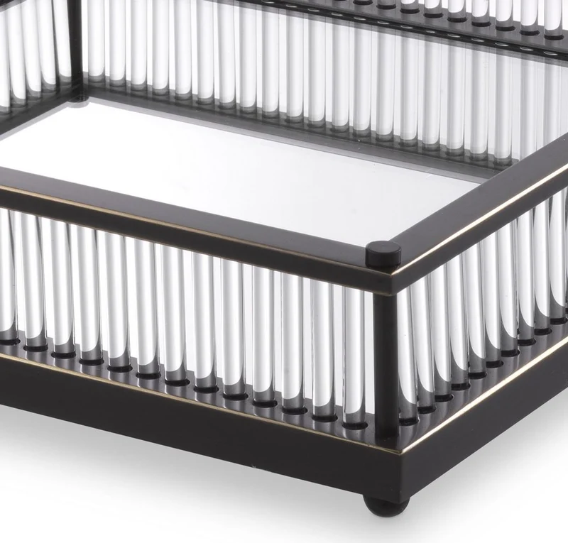 Casa Padrino Luxus Serviertablett Bronzefarben 39,5 x 39,5 x H. 9 cm - Verspiegeltes Edelstahl Tablett - Luxus Gastronomie Accessoires