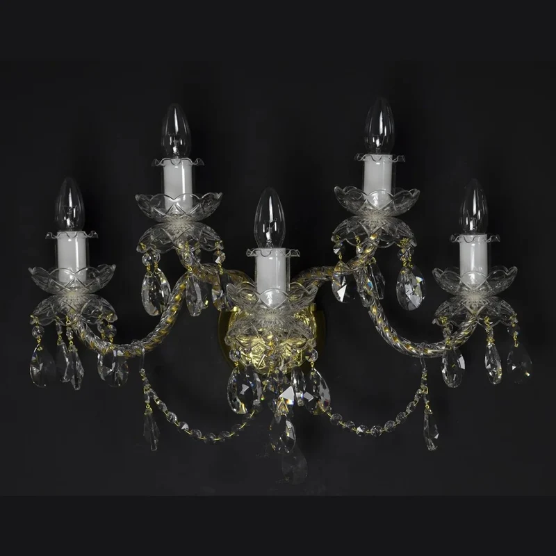 Casa Padrino Luxus Barock Kristall Tischleuchte Gold 56 x 23 x H. 38 cm - Prunkvolle Messing Tischleuchte mit böhmischem Kristallglas - Barock Möbel - Edel & Prunkvoll