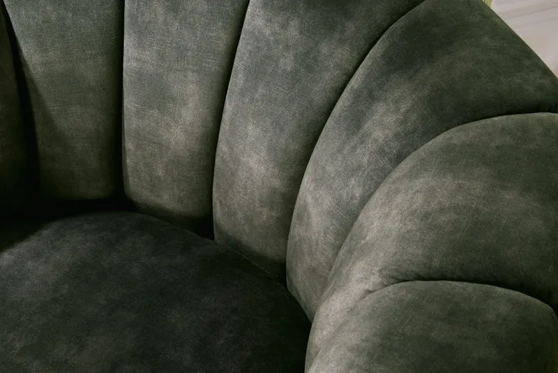 Bequemer Premium Drehsessel SALON Samt dunkelgrün Sessel