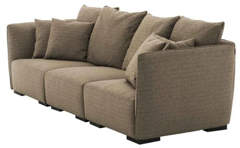 Casa Padrino Designer 3er Sofa Braun - Luxus Hotel Möbel
