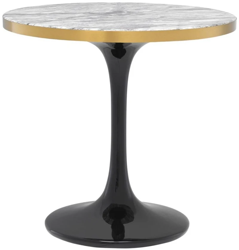 Casa Padrino Luxus Beistelltisch Grau / Messing / Schwarz Ø 55 x H. 52,5 cm - Luxus Möbel