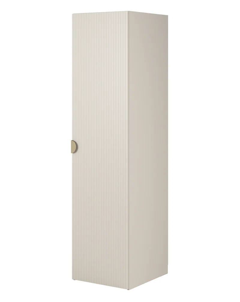 Einschwingiger Schrank Moonir mit 50 cm Regalen Grau Beige