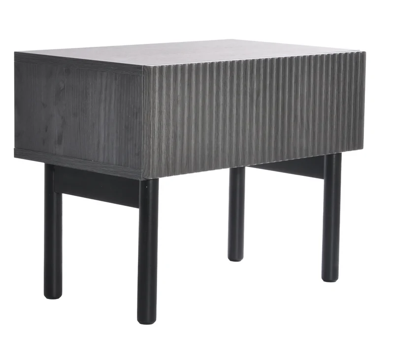 Nachtkommode Nolie mit Schublade und Füßen 50 cm Esche Portland Schwarz