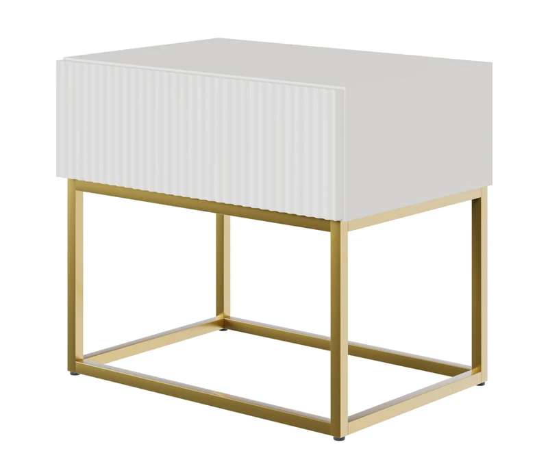 Nachttisch Veldio mit gefräster Front und Schublade 50 cm Schwarz mit schwarzen Beinen