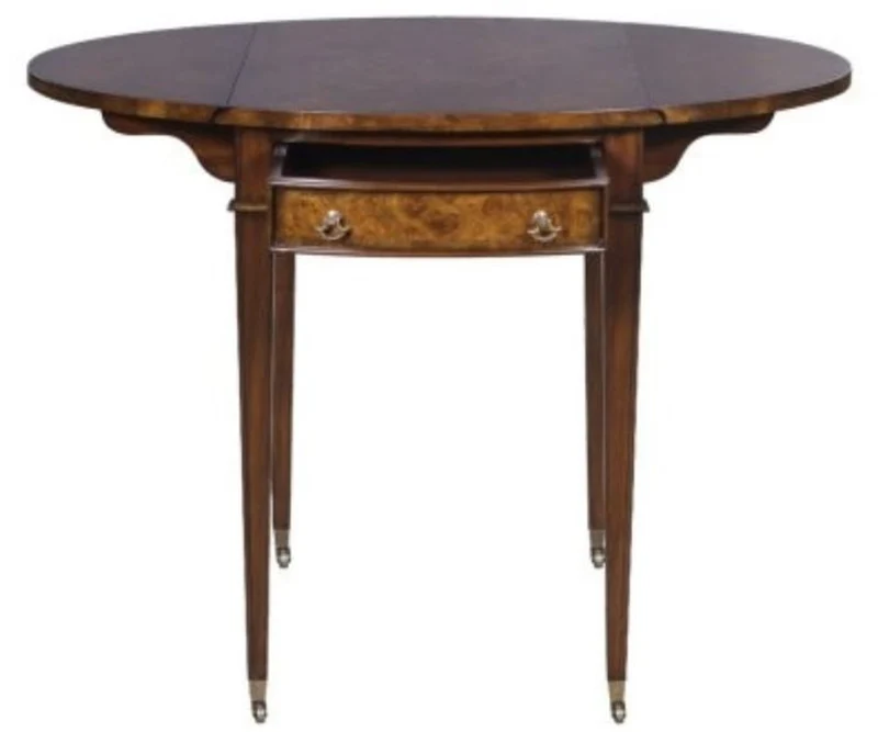 Casa Padrino Luxus Beistelltisch mit Schublade Braun / Hellbraun 89 x 76 x H. 64 cm - Wohnzimmer Beistelltisch auf Rollen