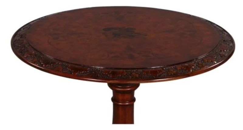 Casa Padrino Luxus Jugendstil Mahagoni Beistelltisch Braun Ø 50 x H. 74 cm - Wohnzimmermöbel