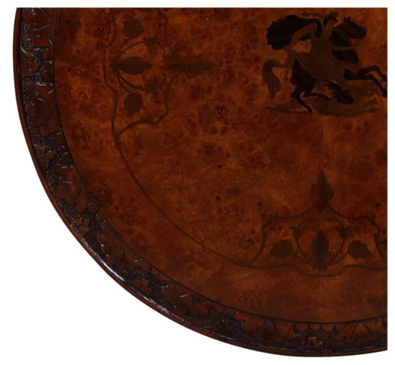 Casa Padrino Luxus Jugendstil Mahagoni Beistelltisch Braun Ø 50 x H. 74 cm - Wohnzimmermöbel
