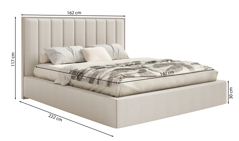 Polsterbett 140x200 cm Togents beige, hydrophobes Chenille