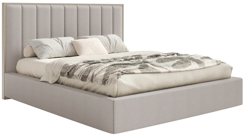 Gepolstertes Bett 140x200 cm Togents, hellgraubeige Chenille, wasserabweisend