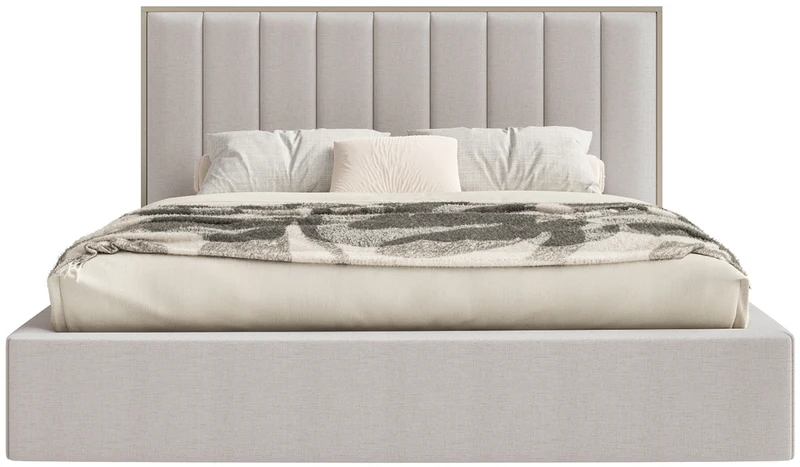 Gepolstertes Bett 140x200 cm Togents, hellgraubeige Chenille, wasserabweisend