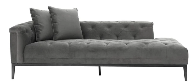 Casa Padrino Luxus Sofa Dunkelgrau Linksseitig 220 x 96 x H. 66 cm - Hotel Möbel