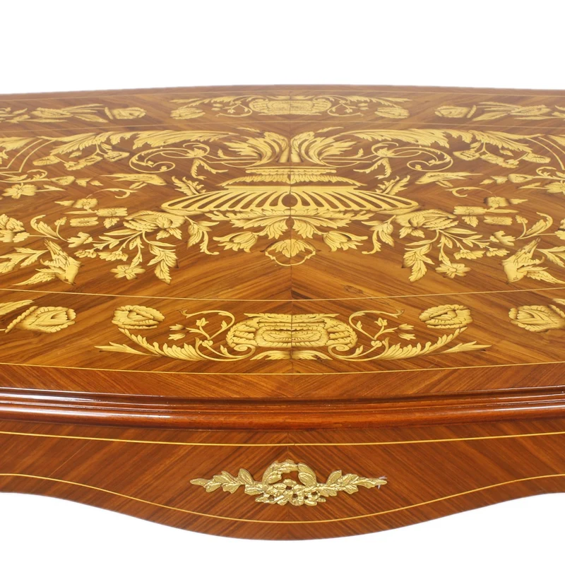 Casa Padrino Luxus Barock Schreibtisch Mahagoni Intarsien / Gold 160 cm - Antik Stil Sekretär Luxus Möbel
