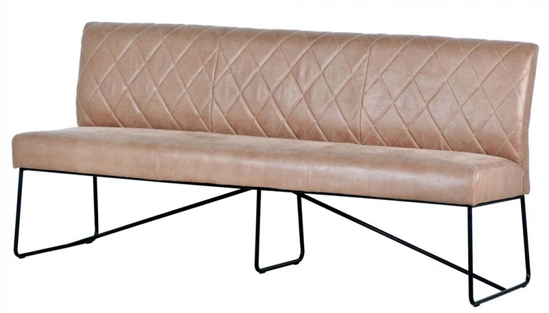 Casa Padrino Luxus Leder Sitzbank, Echtleder Sitzmöbel in Hellbraun und Schwarz, 210 x 66 x H. 92 cm