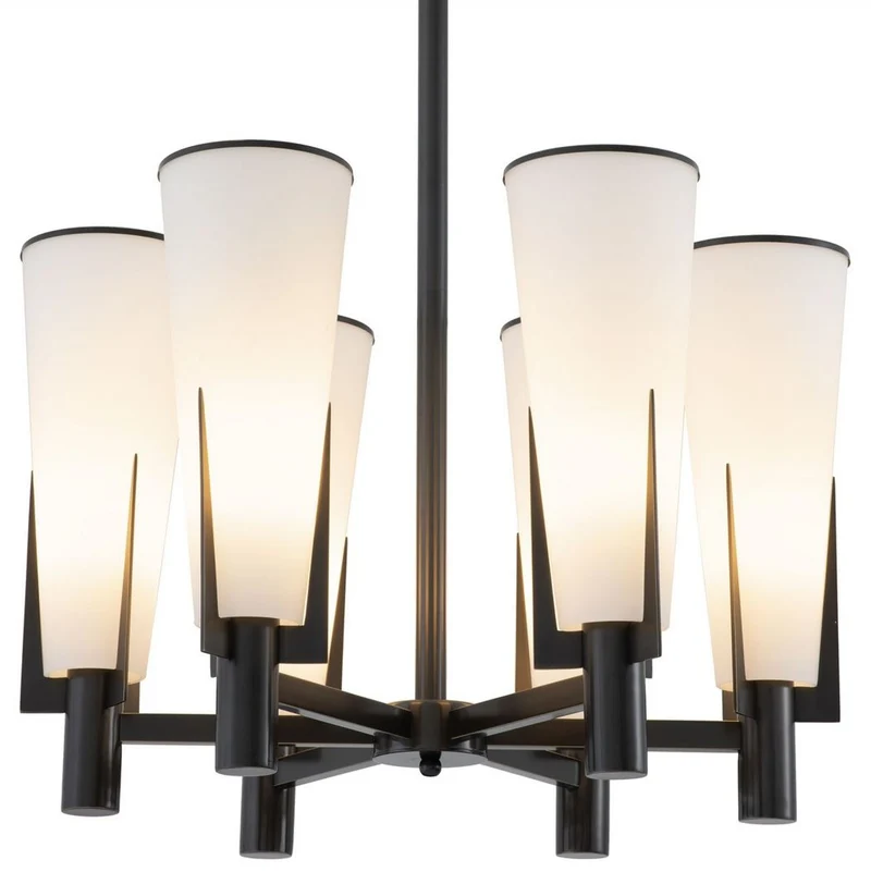 Casa Padrino Luxus Kronleuchter Bronzefarben / Weiß Ø 60 x H. 78 cm - Moderner Metall Kronleuchter mit Glas Lampenschirmen - Luxus Kollektion