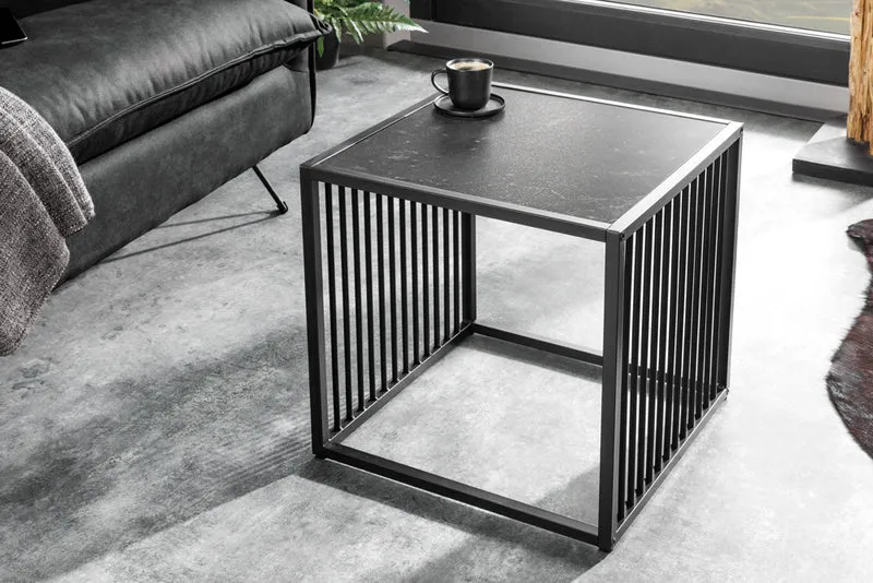 Moderner Beistelltisch STRIVE 40cm Marmor-Look Industrielles Design