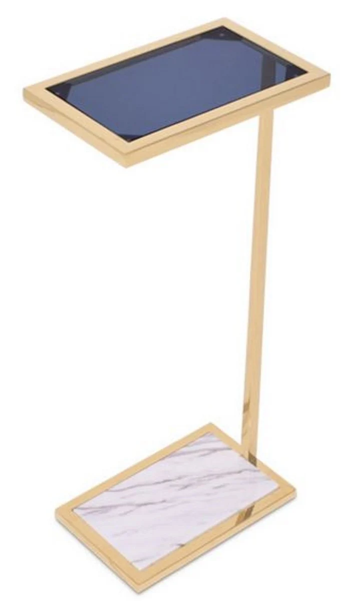 Casa Padrino Luxus Beistelltisch Gold / Schwarz / Weiß 31 x 20 x H. 72 cm - Designermöbel