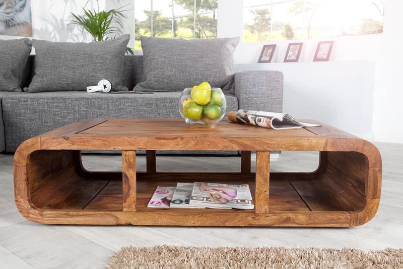 Puristischer Couchtisch MOHIT 100x50cm Palisander Massivholz