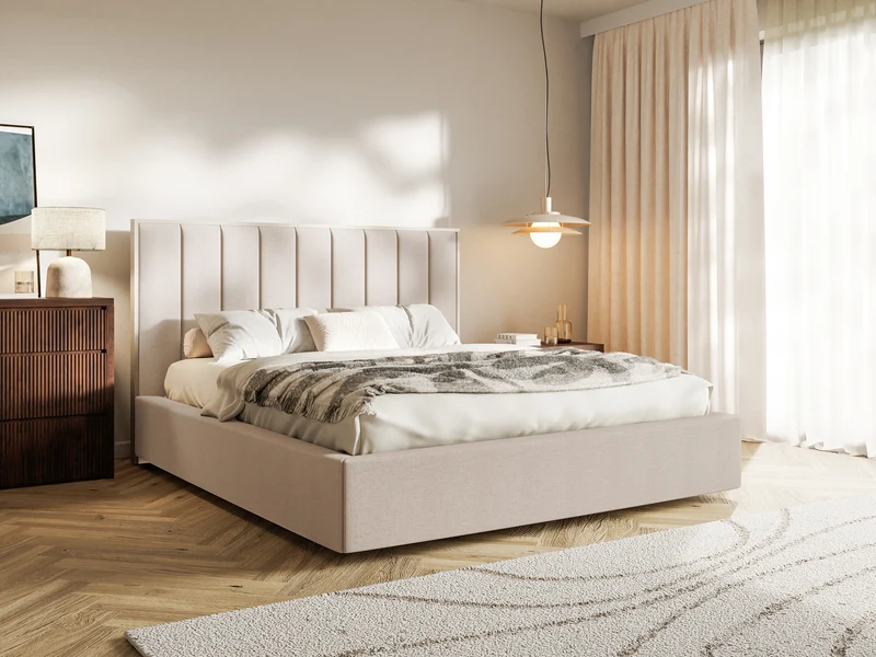 Polsterbett 140x200 cm Togents beige, hydrophobes Chenille