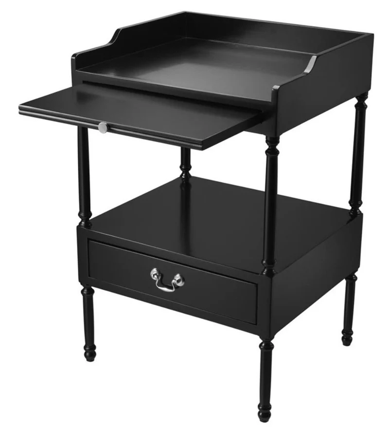 Casa Padrino Luxus Wohnzimmer Beistelltisch Schwarz / Silber 48 x 42 x H. 73 cm - Wohnzimmermöbel