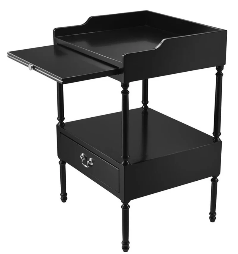 Casa Padrino Luxus Wohnzimmer Beistelltisch Schwarz / Silber 48 x 42 x H. 73 cm - Wohnzimmermöbel