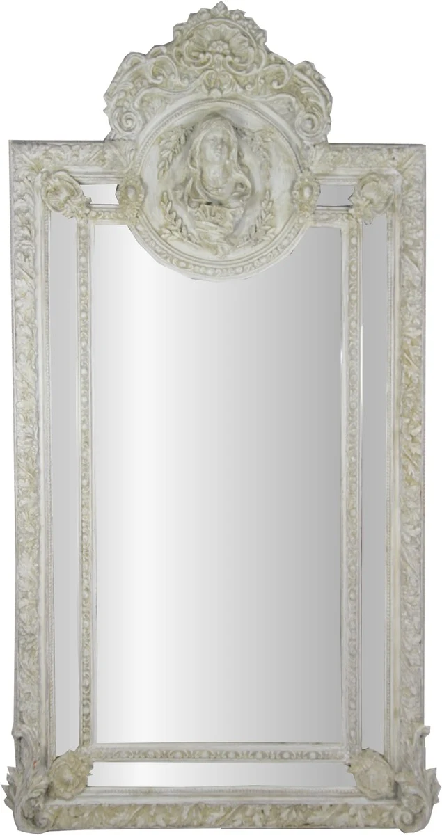 Herrschaftlicher Casa Padrino Barock Spiegel Antik Stil Grau-Weiss Maria Motiv - Barock Möbel Antik Stil