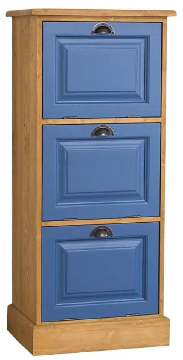 Casa Padrino Landhausstil Kommode Naturfarben / Blau 55 x 40 x H. 126 cm - Möbel im Landhausstil