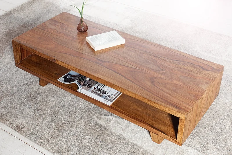 Puristischer Couchtisch SHIVA ca.110cm Sheesham TV-Board
