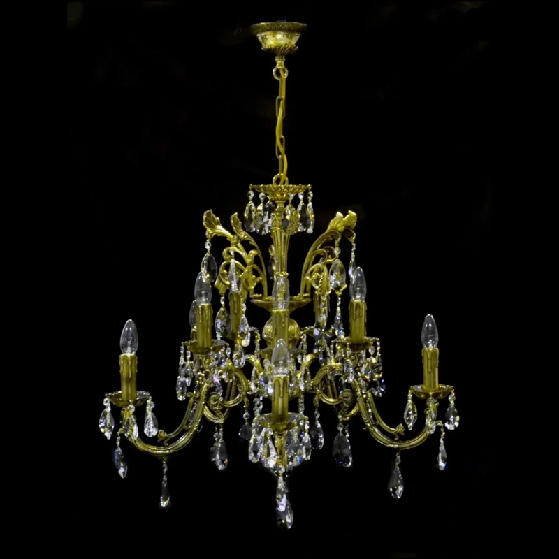 Casa Padrino Luxus Barock Kristall Kronleuchter Gold Ø 72 x H. 61 cm - Prunkvolle Messing Kronleuchter mit böhmischem Kristallglas - Barock Möbel - Edel & Prunkvoll