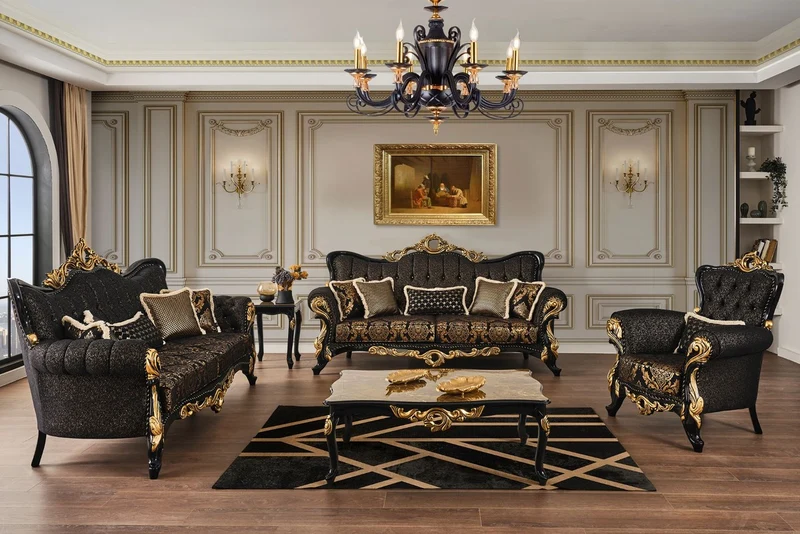 Casa Padrino Luxus Barock Sessel Schwarz / Gold 103 x 80 x H. 126 cm - Prunkvoller Wohnzimmer Sessel mit Muster und dekorativem Kissen - Barock Wohnzimmer Möbel