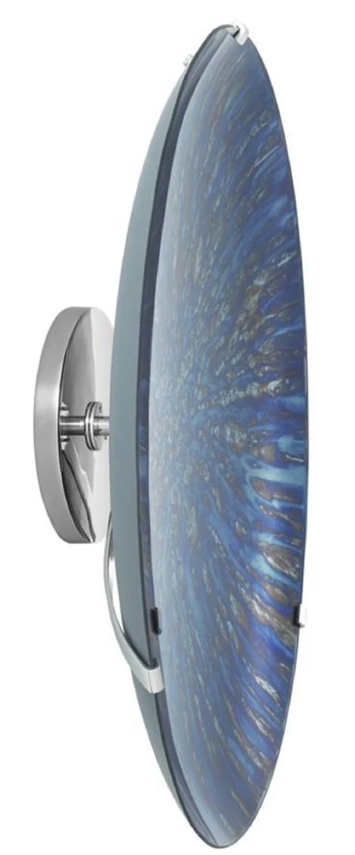Casa Padrino Designer Wanddeko Blau Ø 104 cm - Konkaver Deko Spiegel mit Wandhalterung - Luxus Qualität