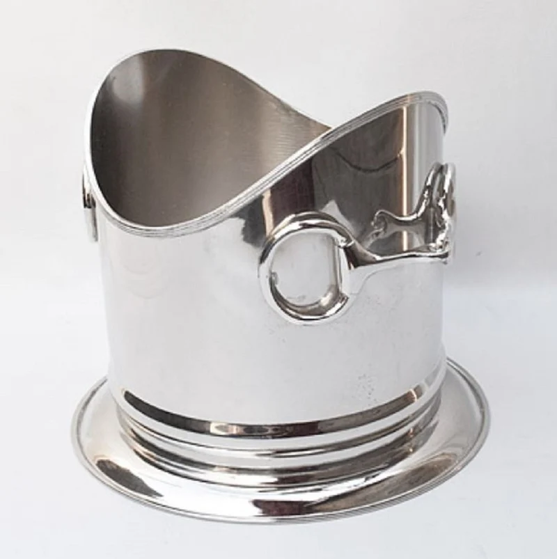 Casa Padrino Luxus Weinkühler Silber 24 x H. 21 cm - Hotel Restaurant Kollektion Horsebit