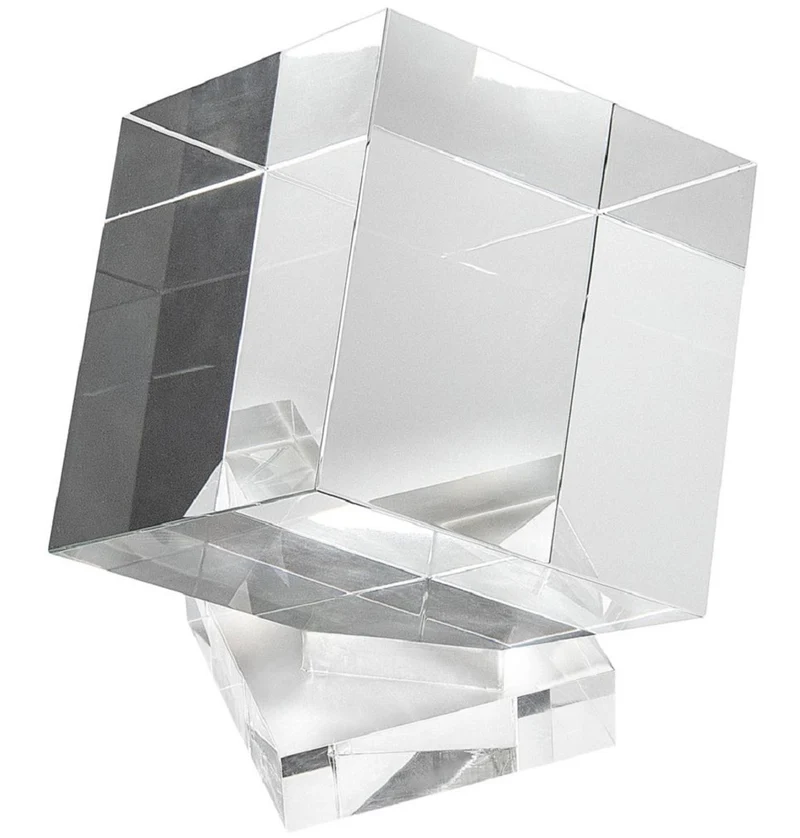 Casa Padrino Luxus Deko Acryl Würfel mit Halterung 30 x 30 x H. 30 cm - Schreibtisch Deko - Büro Deko - Wohnzimmer Deko - Luxus Qualität