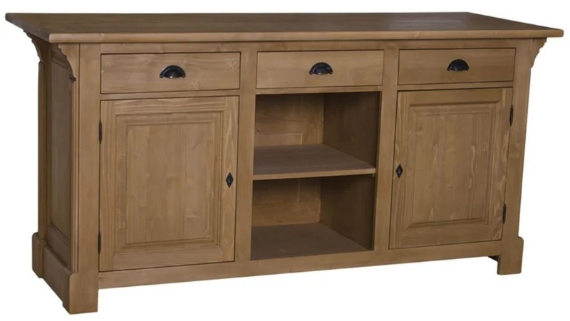 Casa Padrino Landhausstil Theke Braun 191 x 68 x H. 95 cm - Massivholz Thekentisch mit 2 Türen und 3 Schubladen